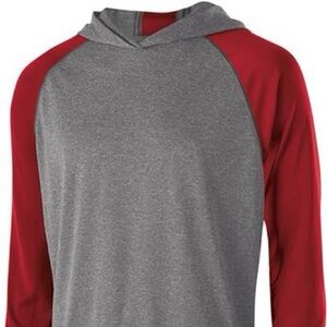 Alleson Athletic Gray and red Hooded Athletic Tee New